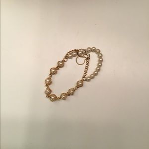 Gold chain pearl bracelet -  costume jewelry